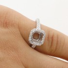 1.21 Cts Cushion Shaped Halo Diamond Engagement Ring Setting set in 18K white gold 