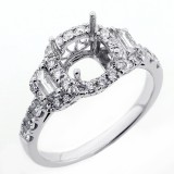 0.83 Cts Three stone Diamond Engagement Ring Setting set in 18K white gold