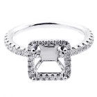 0.55 Cts Diamond Princess Shaped Halo Engagement Ring Setting set in 18K white gold