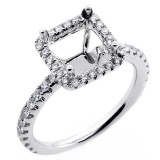 0.55 Cts Diamond Princess Shaped Halo Engagement Ring Setting set in 18K white gold