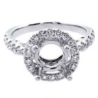 0.73 Cts Halo Diamond Engagement Ring Setting set in 18K white gold