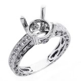 0.80 Cts Vintage Diam0ond Engagement Ring Setting set in 18K white gold