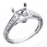 0.90 Cts Vintage Diamond Engagement Ring Setting set in 18K white gold