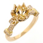 0.29 CTS VINTAGE DIAMOND ENGAGEMENT RING SET IN 18K YELLOW GOLD