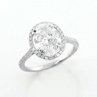 Pave Setting 2.94 Ctw Oval Cut  Diamond Engagement Ring with halo Set in 18K White Gold