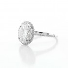 Pave Setting 2.94 Ctw Oval Cut  Diamond Engagement Ring with halo Set in 18K White Gold