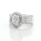 Pave and Invisible Setting 3.15 Ctw Oval Cut Diamond Ring with Halo Set in 18K White Gold