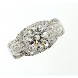 GIA 3.45 Cts Round Cut Diamond Engagement Ring 18K White Gold