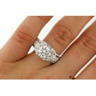 GIA 3.45 Cts Round Cut Diamond Engagement Ring 18K White Gold