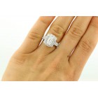 3.69 Ctw Emerald Cut Halo Diamond Engagement Ring Set in 18K White Gold