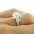 3.88 Ctw Three Stone Cushion Cut Diamond Engagement Ring Set in 14K White Gold 