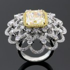 Yellow Fancy Cushion Cut Luxury Diamond Engagement Ring