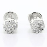 0.47 Cts Cluster Diamond Studs set in 14K white gold