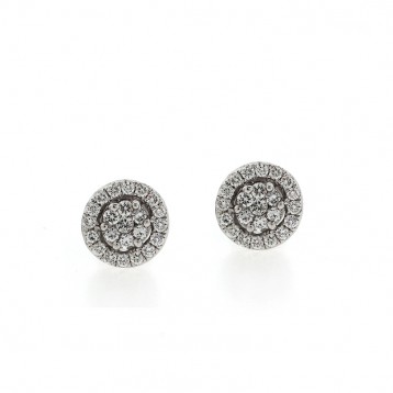 0.59Cts Pave Cluster Diamond Stud Earrings 18Kt White gold