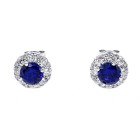 1.18 Cts Round Cut Diamond Earring with Round GEM 2.05 18K White Gold
