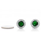 1.32 Cts Round Cut Diamond Earings with  Round Gem stone 2.96 cts 18K White Gold