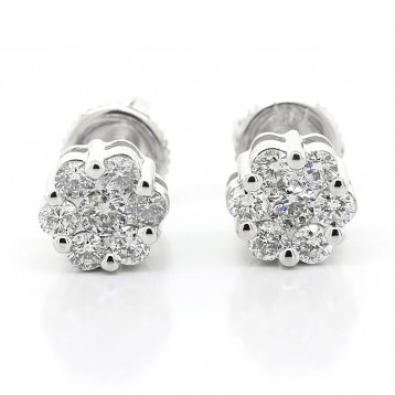 0.67 cts Cluster diamond studs set in 14Kb White gold