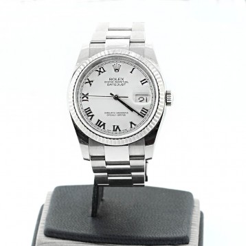 ROLEX Datejust Stainless Steel Fluted Silver Dial Roman 36mm Automatic Watch