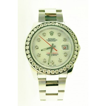 Rolex Turn-O-Graph Datejust Diamond bezel White Dial 36mm Watch