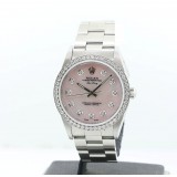  Rolex Air-King Stainless Steel Diamond Pink Mother Of Pearl 34mm Watch 