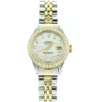  Rolex Lady-Datejust 2-Tone 18K Yellow Gold Diamond Bezel 26mm Automatic Watch