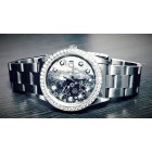 Rolex Oyster Perpetual Date Stainless Steel Diamond Bezel Floral Mop 34mm Watch