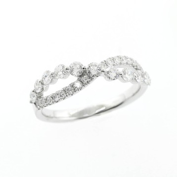 0.84 Cts Round Cut Diamond Infinity Wedding Band set in 18K White Gold 