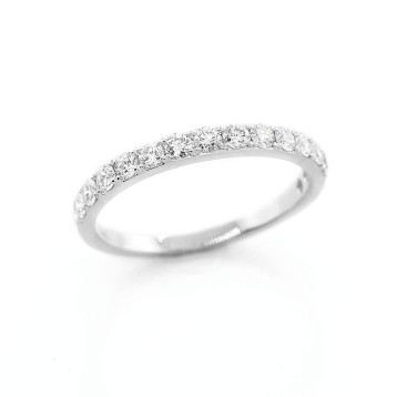 0.59 Ctw Round Cut Half-Eternity Diamond Wedding Band Set in 18 K White Gold