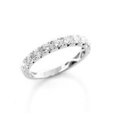 0.83 Ctw Round Cut Half Eternity Diamond Wedding Band Set in 18K White Gold