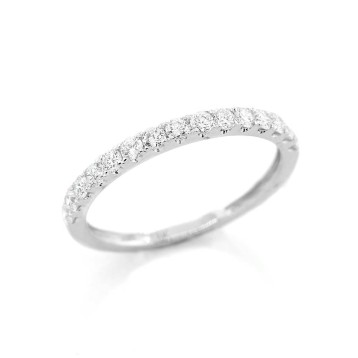 0.41 Ctw Diamond Half Eternity Wedding Band Set in 18K White Gold