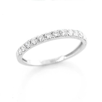 0.46 Ctw Round Cut Half-Eternity Diamond Wedding Band Set in 18K White Gold