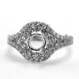  Diamond  Halo with Split Shank Engagement ring Setting 1.18CT