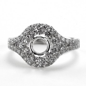  Diamond  Halo with Split Shank Engagement ring Setting 1.18CT