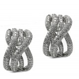 4.49 Cts. 18K White Gold Intertwined Diamond Hoop Earrings
