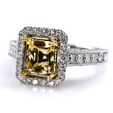 Halo White and Yellow Gold Engagement Ring