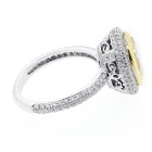 3.98 CTS OVAL FANCY YELLOW DIAMOND ENGAGEMENT RING SET IN 18K WHITE GOLD