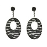 Black & White Diamond oval drop earrings
