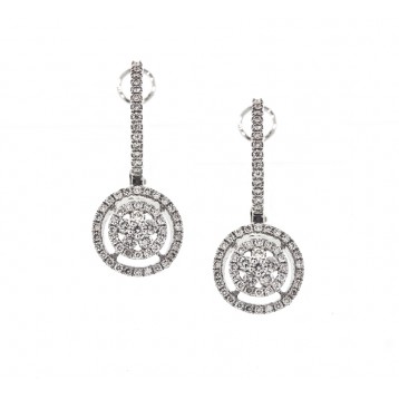 Flower Circle Diamond Drop Earrings