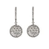 2.65Ct Diamond Drop Earrings, 18Kt White Gold