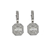 Elegant Emerald Cut Diamond Dangle Earrings