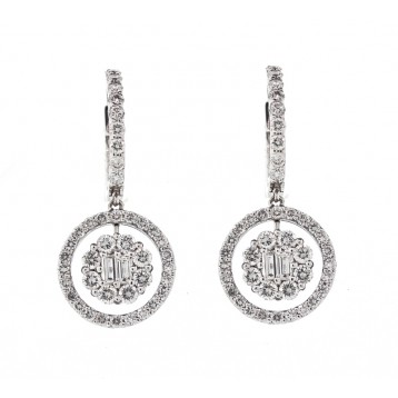 Circle Diamond Drop Earrings