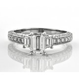 1.63 Cts Emerald Cut Diamond Engagement Ring in 18K White Gold