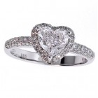 1.42 Cts. GIA Heart  Diamond Engagement Ring, Pave with Halo