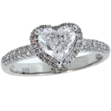 1.42 Cts. GIA Heart  Diamond Engagement Ring, Pave with Halo