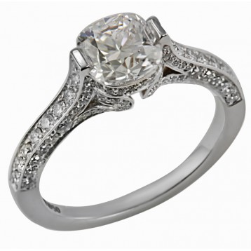 Jacob&Co  Cushion Cut Diamond Platinum Engagement Ring