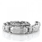Modern 14Kt White Gold and Princess Cut Diamonds Men's Bracelet 4.50Cts TW