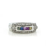 2.62 Cts. 14K White Gold Diamond Colored Right Hand Ring