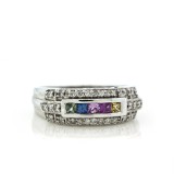 2.62 Cts. 14K White Gold Diamond Colored Right Hand Ring 2.62 Cts. 14K White Gold Diamond Colored Right Hand Ring