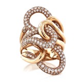 2.45 Cts. 18K Rose Gold Diamond Twist Right Hand Ring