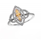 0.50 Cts. 18K White Gold Fancy Yellow Diamond Cocktail Ring